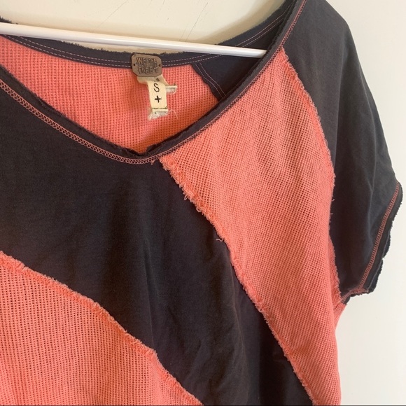 We The Free Chunky Diagonal Stripe Top Orange Grey - Picture 14 of 14